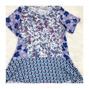 LOGO Lori Goldstein Short Sleeve Peplum Floral Top